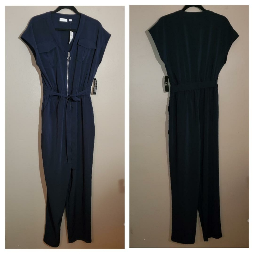 NY&CO - Chic Zip Front Navy Jumpsuit - Size L